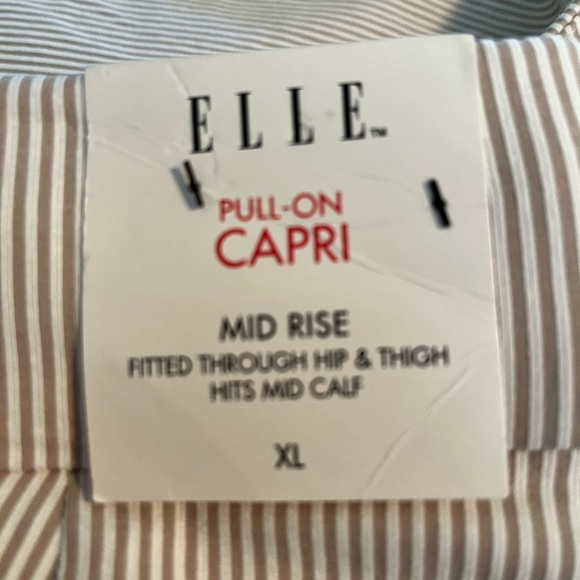 Elle Mid Rise Pull on Pinstriped Beige/white Capri Pants NWT Sz XL - Picture 5 of 7